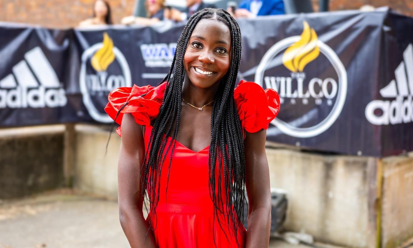  A girl smiles
